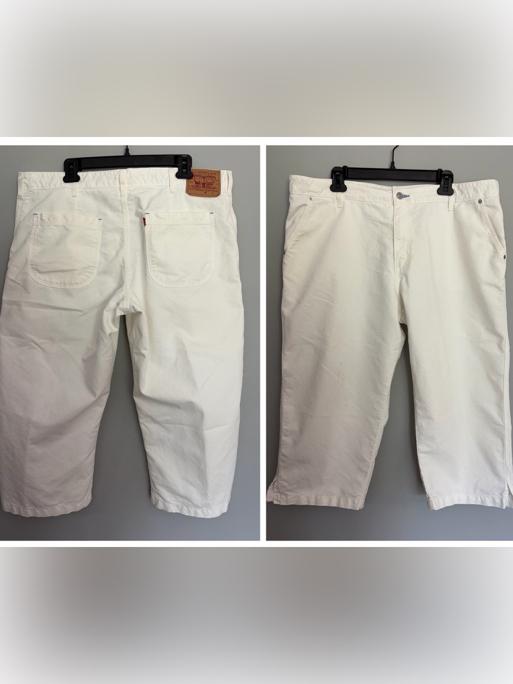 Vintage Levi’s Capri Jeans Women’s Size 18 White Clamdiggers Patch Pockets